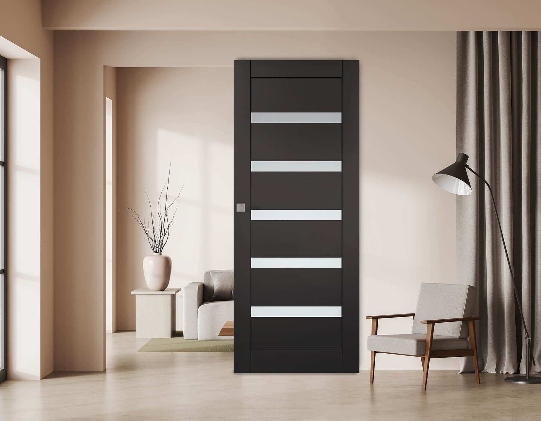 LEORA VETRO BLACK MATTE MAGIC BELLDINNI MODERN INTERIOR DOOR - 2