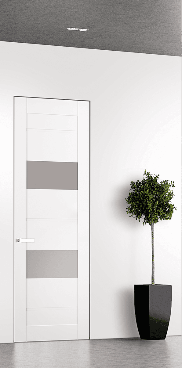 VITA VETRO SNOW WHITE DOUBLE INVISIBLE METAL FRAME BELLDINNI MODERN INTERIOR DOOR - 1