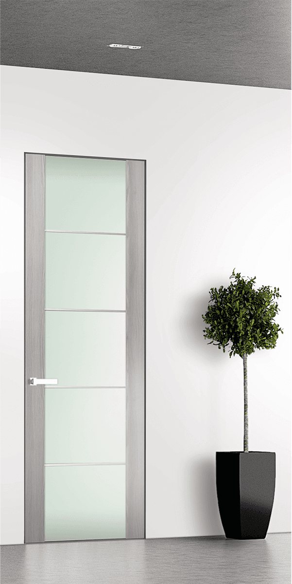 AVON 202 4H VETRO RIBEIRA ASH DOUBLE INVISIBLE METAL FRAME BELLDINNI MODERN INTERIOR DOOR - 1