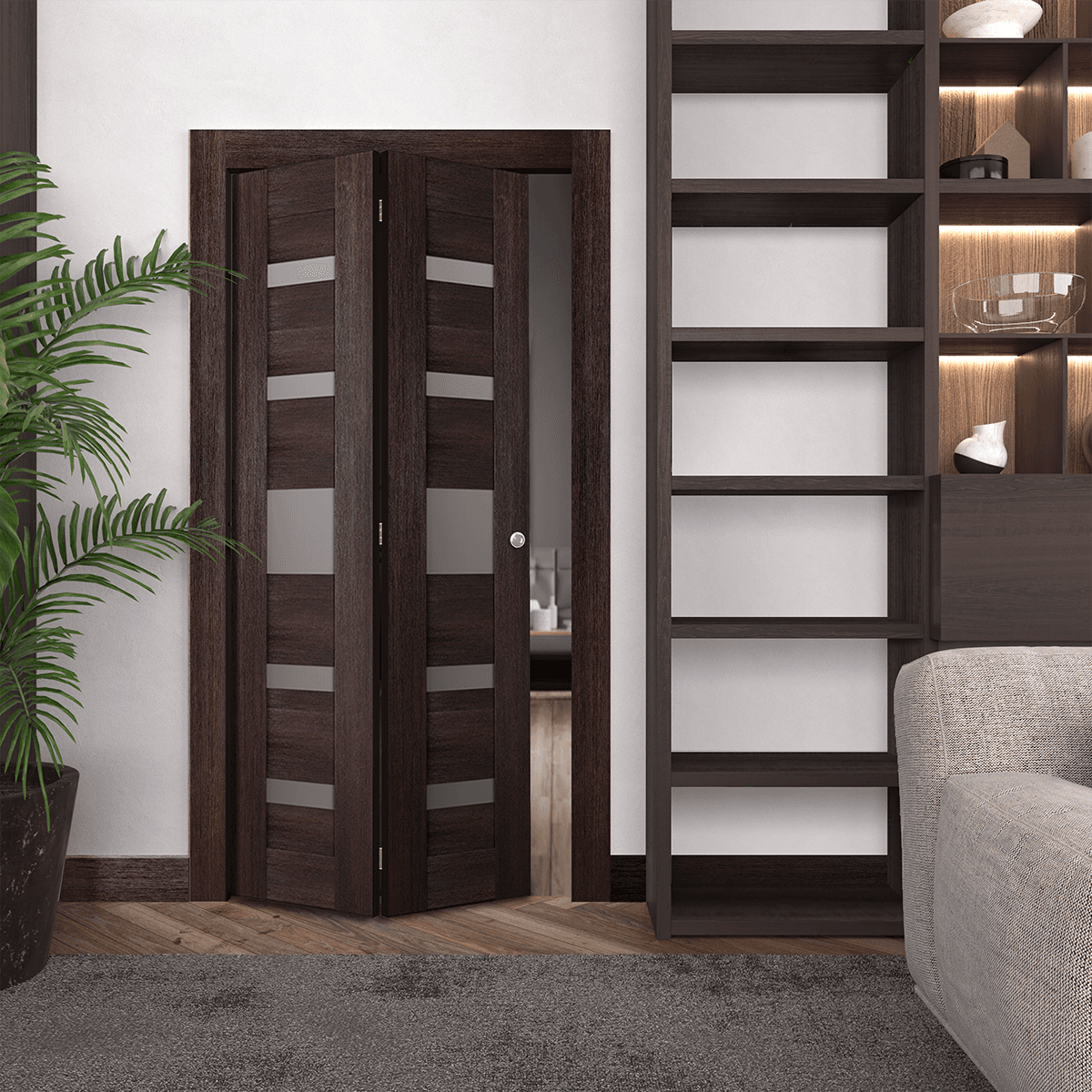 AVON 07-05 VETRO VERALINGA OAK BI-FOLD BELLDINNI MODERN INTERIOR DOOR - 2