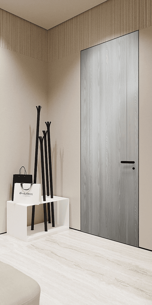 OPTIMA 2U RIBEIRA ASH DOUBLE INVISIBLE METAL FRAME BELLDINNI MODERN INTERIOR DOOR - 2