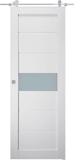 EDNA VETRO BIANCO NOBLE DOUBLE BARN BELLDINNI MODERN INTERIOR DOOR - 1
