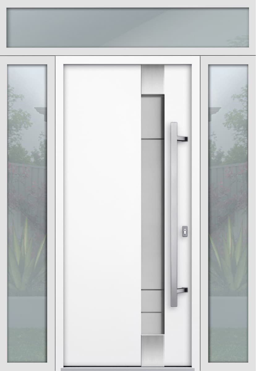Single Modern Steel Exterior Door Deux 1713 White 8ft - 6