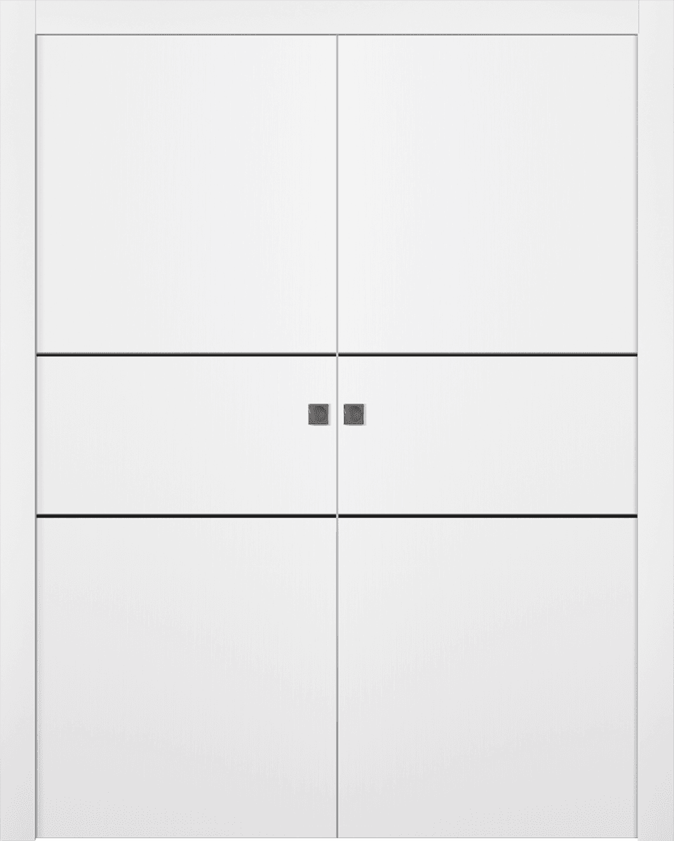 PALLADIO 2H BLACK BIANCO NOBLE DOUBLE POCKET DOORS BELLDINNI MODERN INTERIOR DOOR - 1