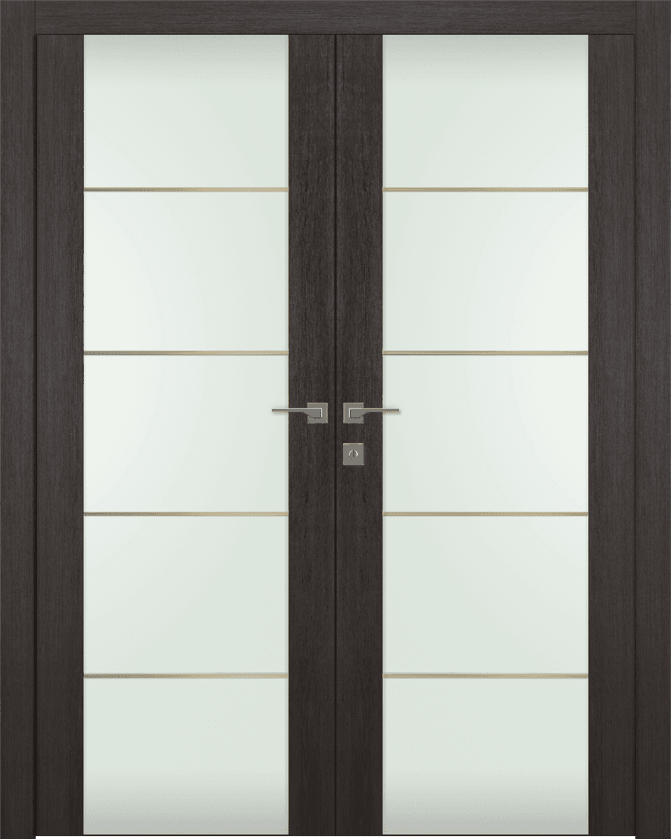AVON 202 4H GOLD STRIPS VETRO VERALINGA OAK DOUBLE DOORS BELLDINNI MODERN INTERIOR DOOR - 1