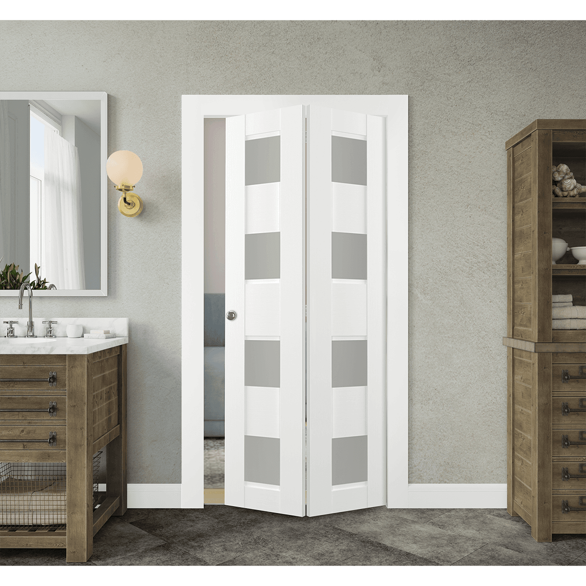 DELLA VETRO BIANCO NOBLE BI-FOLD BELLDINNI MODERN INTERIOR DOOR - 2