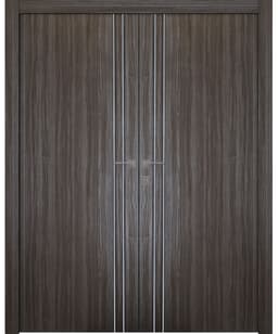 PALLADIO 2V GRAY OAK DOUBLE POCKET BELLDINNI MODERN INTERIOR DOOR - 1