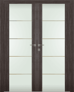 PALLADIO 202 4H GOLD STRIPS VETRO GRAY OAK DOUBLE DOORS BELLDINNI MODERN INTERIOR DOOR - 1