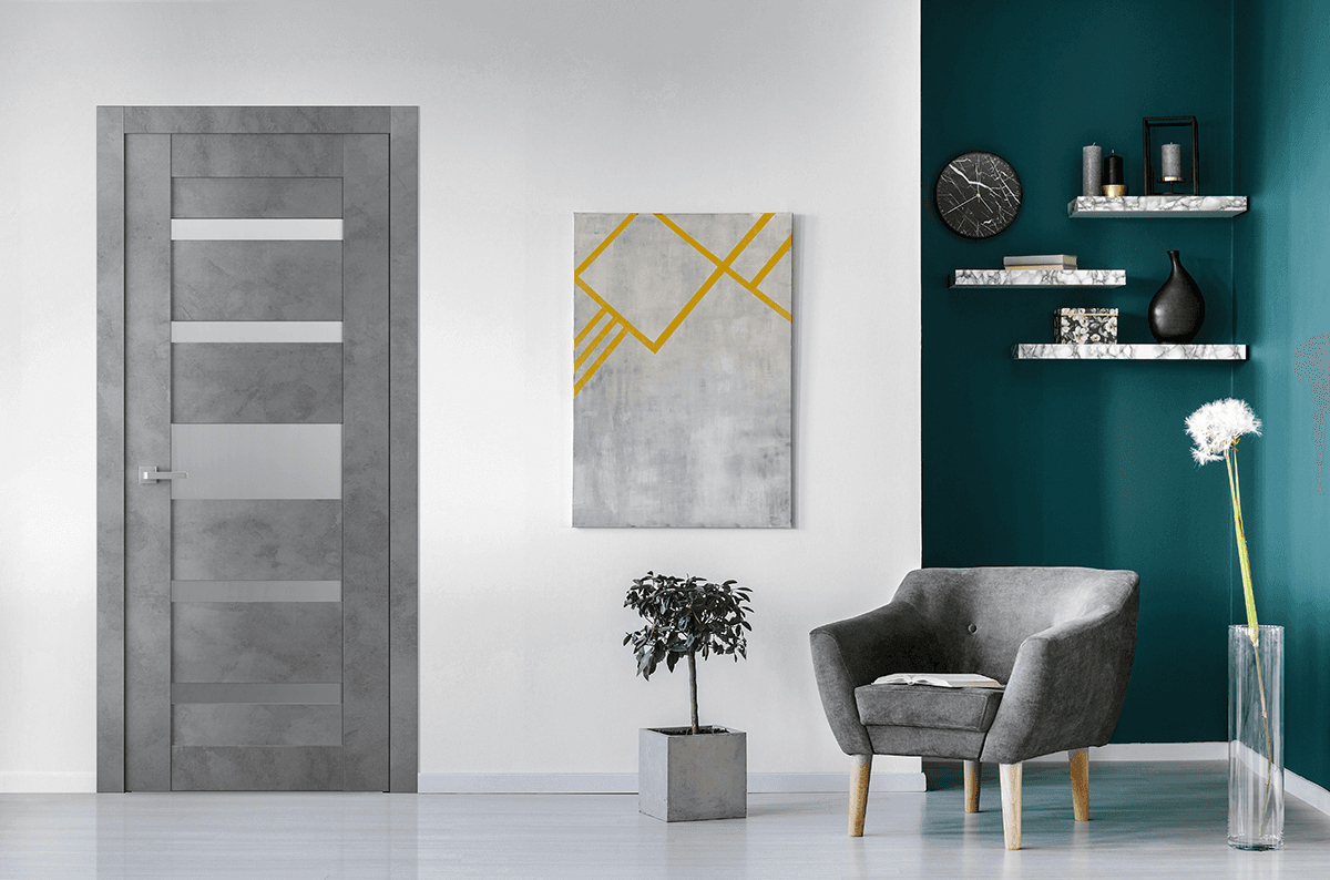 AVON 07-05 VETRO DARK URBAN DOUBLE INVISIBLE METAL FRAME BELLDINNI MODERN INTERIOR DOOR - 2