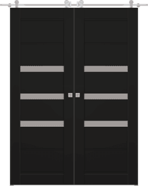 RITA VETRO BLACK MATTE DOUBLE BARN BELLDINNI MODERN INTERIOR DOOR - 1