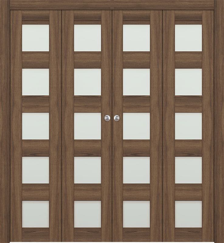 AVON 07-07 VETRO PECAN NUTWOOD DOUBLE BI-FOLD DOORS BELLDINNI MODERN INTERIOR DOOR - 1