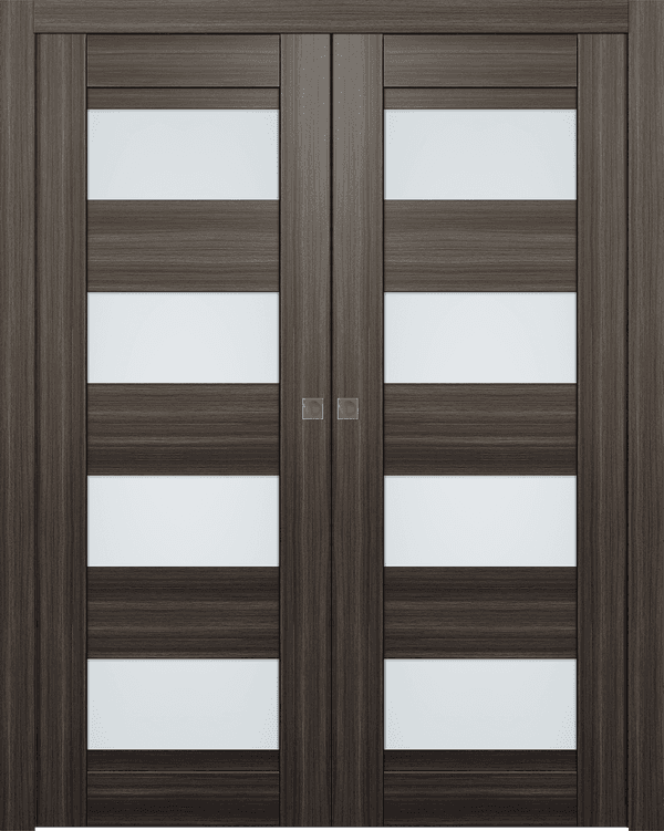DELLA VETRO GRAY OAK DOUBLE POCKET BELLDINNI MODERN INTERIOR DOOR