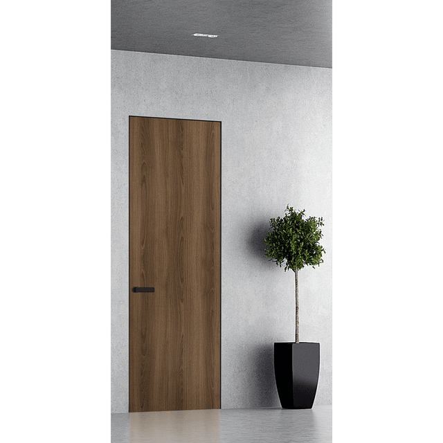 OPTIMA PECAN NUTWOOD INVISIBLE METAL FRAME BELLDINNI MODERN INTERIOR DOOR