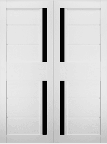 ESTA BLACK VETRO BIANCO NOBLE DOUBLE BI-FOLD BELLDINNI MODERN INTERIOR DOOR - 2