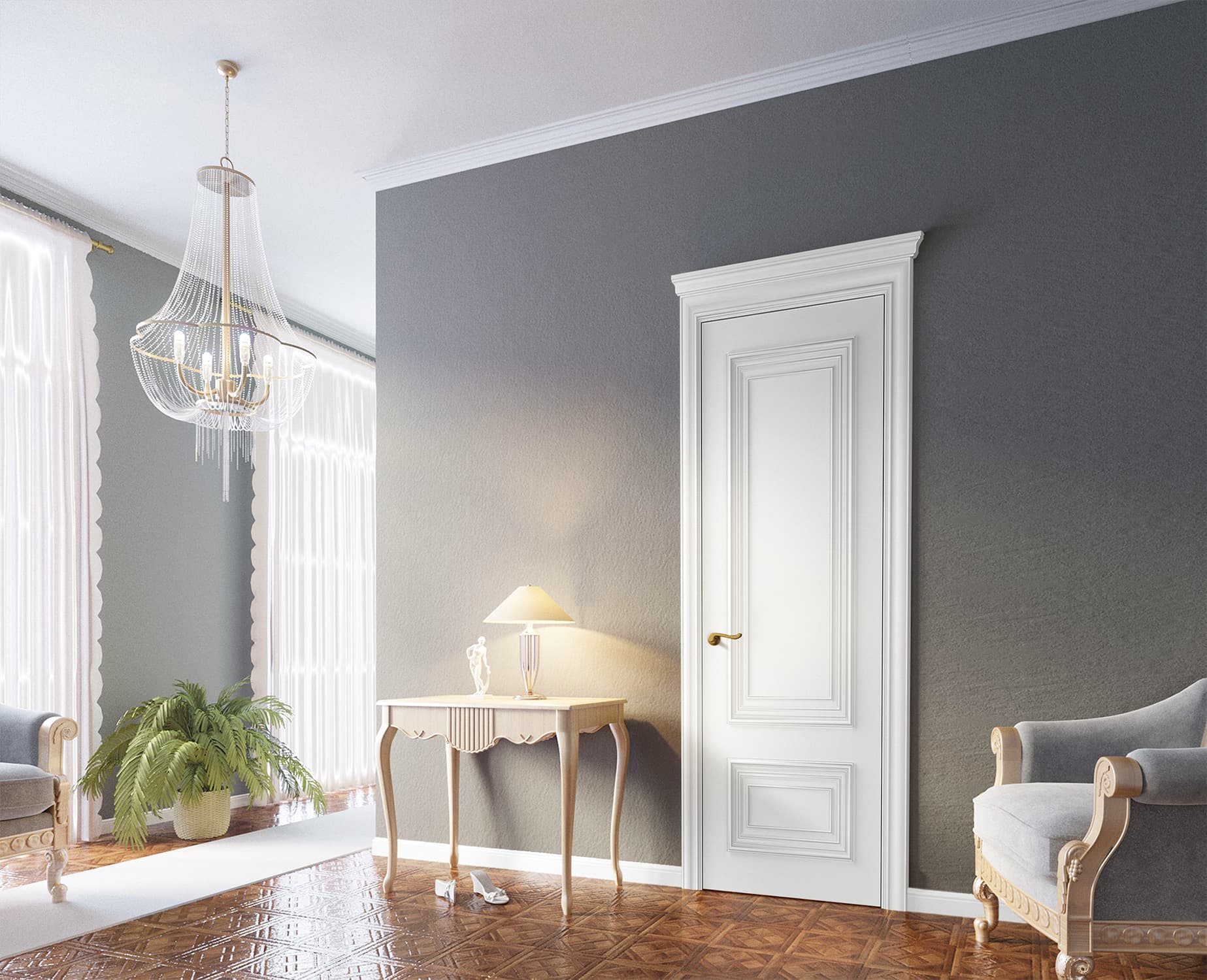 PALAZZO 2 POLAR WHITE DOUBLE BELLDINNI MODERN INTERIOR DOOR - 2