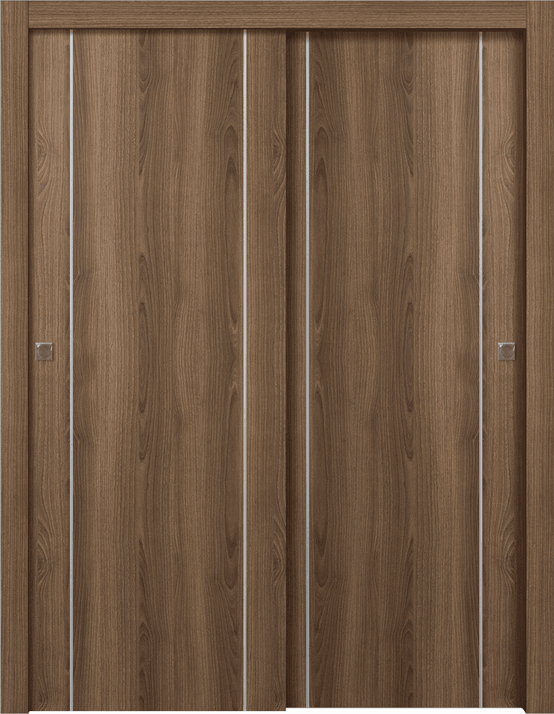 OPTIMA 2U PECAN NUTWOOD BYPASS DOORS BELLDINNI MODERN INTERIOR DOOR - 1