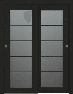 AVON 5 LITE VETRO BLACK MATTE BYPASS BELLDINNI MODERN INTERIOR DOOR - 1