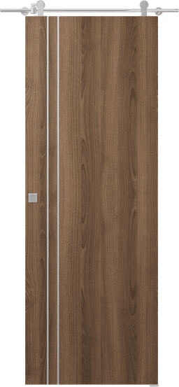 OPTIMA 2V PECAN NUTWOOD DOUBLE BARN DOORS BELLDINNI MODERN INTERIOR DOOR - 1