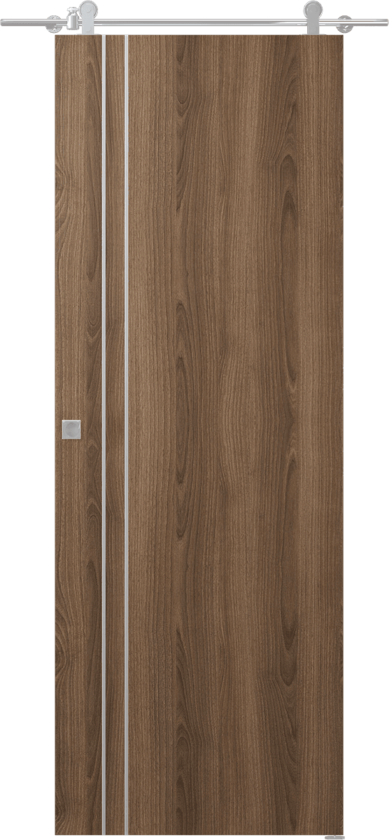 OPTIMA 2V PECAN NUTWOOD DOUBLE BARN DOORS BELLDINNI MODERN INTERIOR DOOR - 1