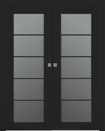 AVON 5 LITE VETRO BLACK MATTE DOUBLE POCKET BELLDINNI MODERN INTERIOR DOOR - 1