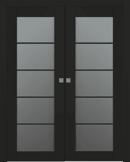 AVON 5 LITE VETRO BLACK MATTE DOUBLE POCKET BELLDINNI MODERN INTERIOR DOOR - 1