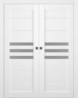DOME VETRO BIANCO NOBLE DOUBLE POCKET BELLDINNI MODERN INTERIOR DOOR - 1
