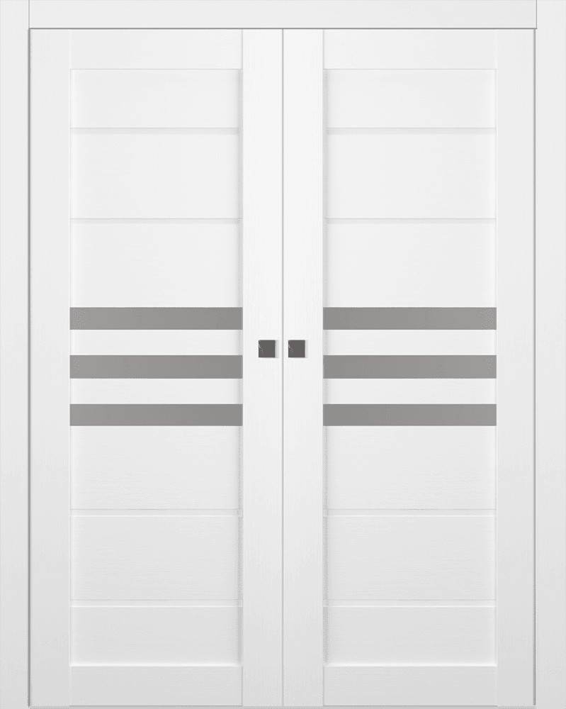 DOME VETRO BIANCO NOBLE DOUBLE POCKET BELLDINNI MODERN INTERIOR DOOR - 1