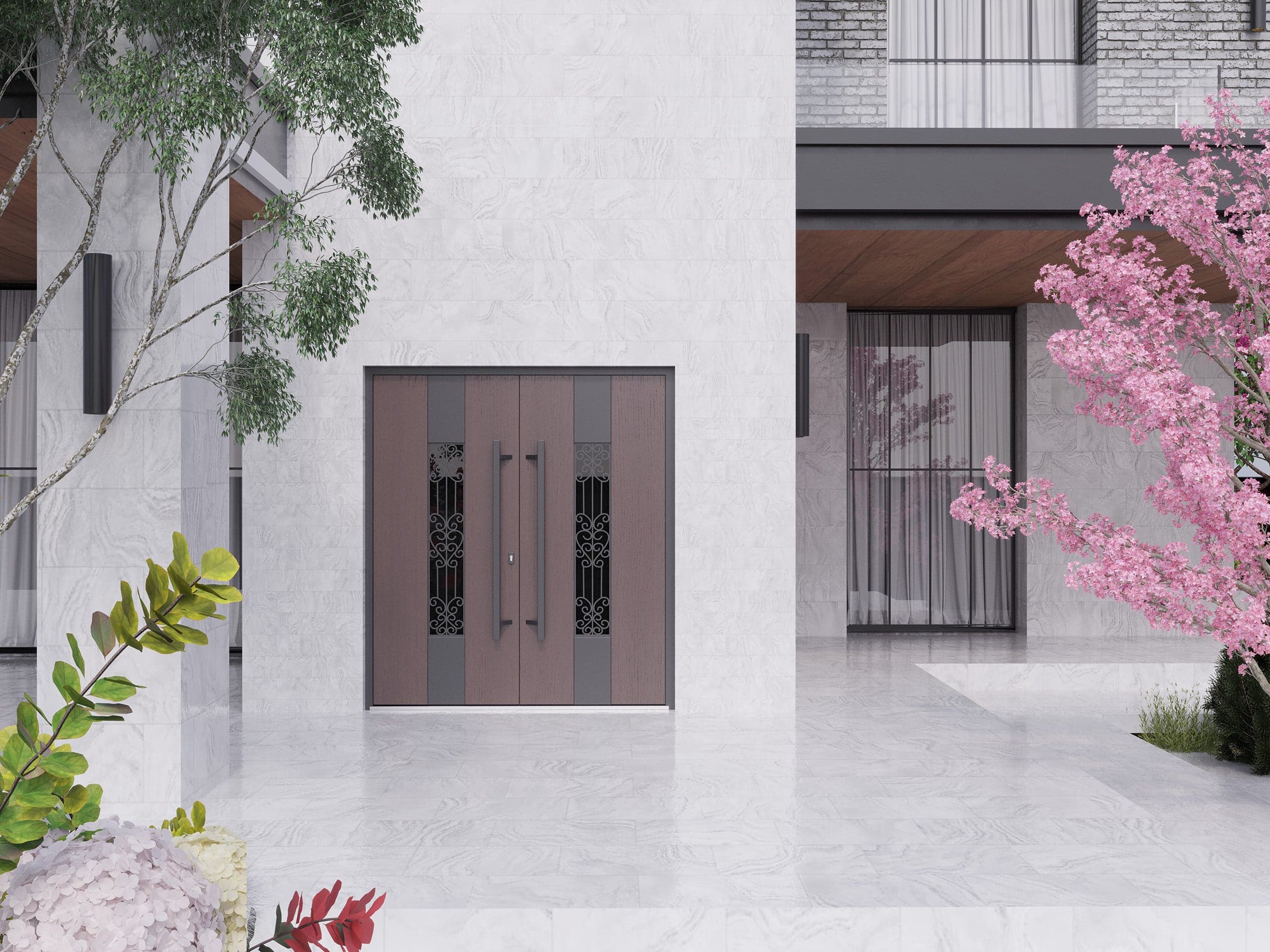 Double metal-aluminum modern exterior door Ronex 1205 8ft - 8