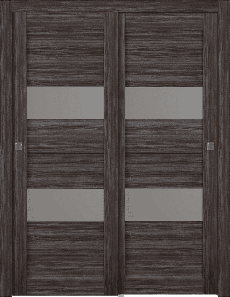 BERTA VETRO GRAY OAK BYPASS BELLDINNI MODERN INTERIOR DOOR - 1