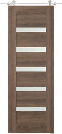 AVON 07-04 VETRO PECAN NUTWOOD DOUBLE BARN DOORS BELLDINNI MODERN INTERIOR DOOR - 1