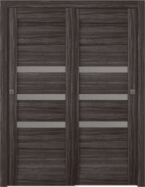 DORA VETRO GRAY OAK BYPASS BELLDINNI MODERN INTERIOR DOOR - 1