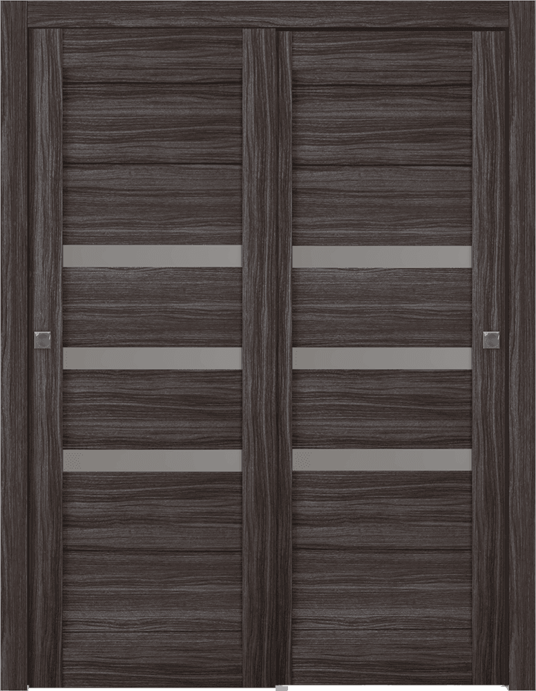 DORA VETRO GRAY OAK BYPASS BELLDINNI MODERN INTERIOR DOOR - 1
