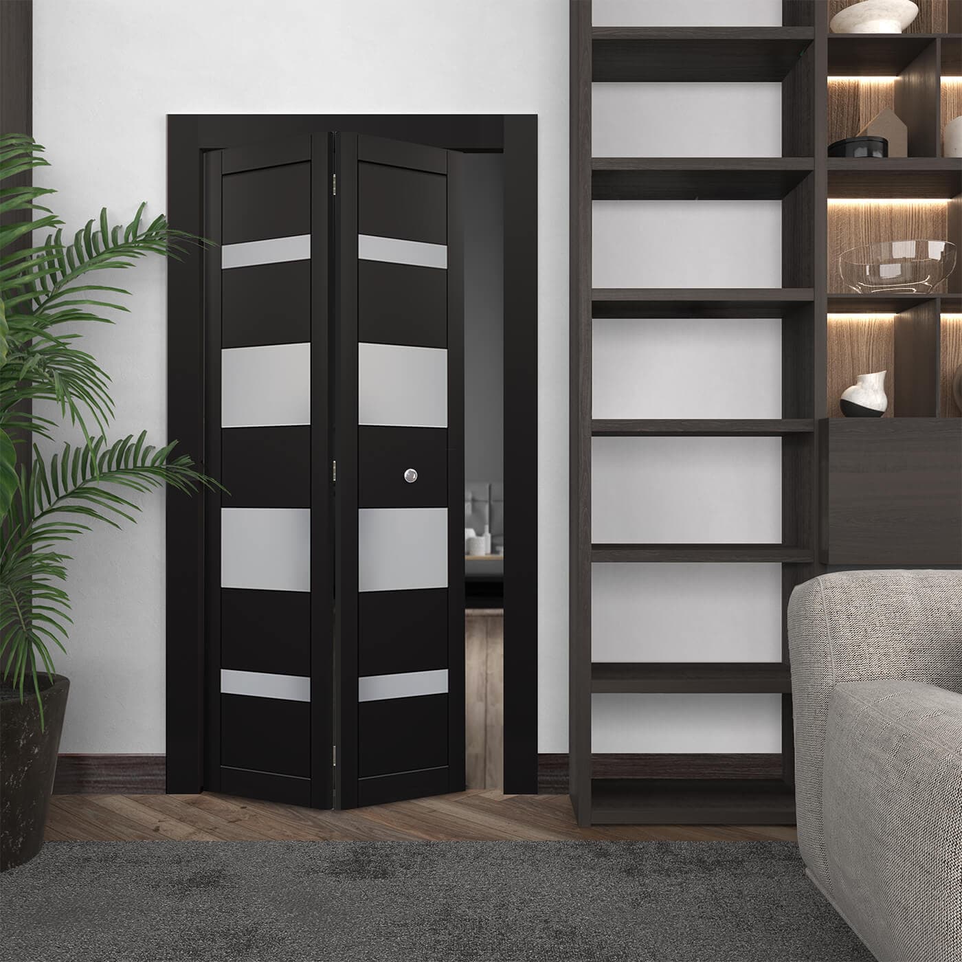 LEORA VETRO BLACK MATTE BI-FOLD BELLDINNI MODERN INTERIOR DOOR - 2