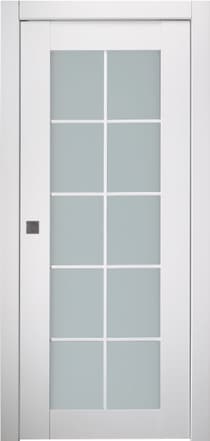 SMART PRO 10 LITE VETRO POLAR WHITE POCKET BELLDINNI MODERN INTERIOR DOOR - 1