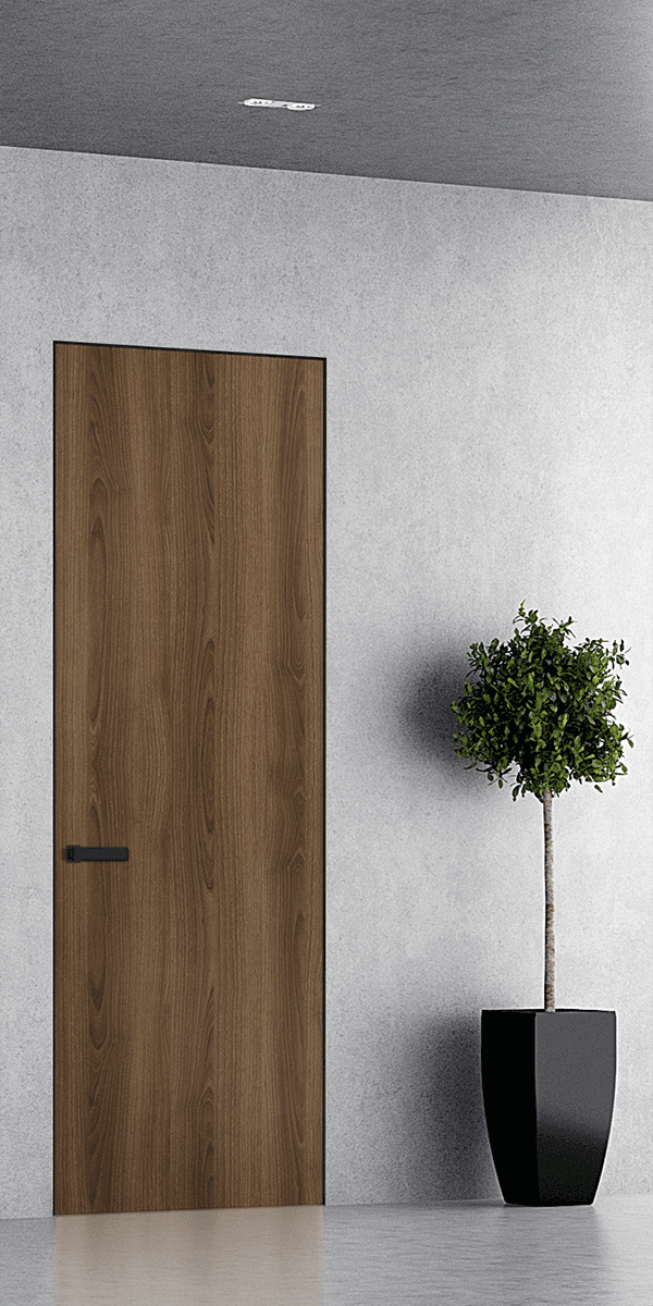 OPTIMA PECAN NUTWOOD DOUBLE INVISIBLE METAL FRAME BELLDINNI MODERN INTERIOR DOOR - 1