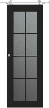 AVON 8 LITE VETRO BLACK MATTE BARN BELLDINNI MODERN INTERIOR DOOR - 1