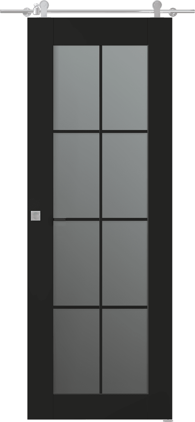 AVON 8 LITE VETRO BLACK MATTE BARN BELLDINNI MODERN INTERIOR DOOR - 1