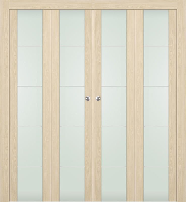 AVON 202 4H VETRO LOIRE ASH DOUBLE BI-FOLD DOORS BELLDINNI MODERN INTERIOR DOOR - 1