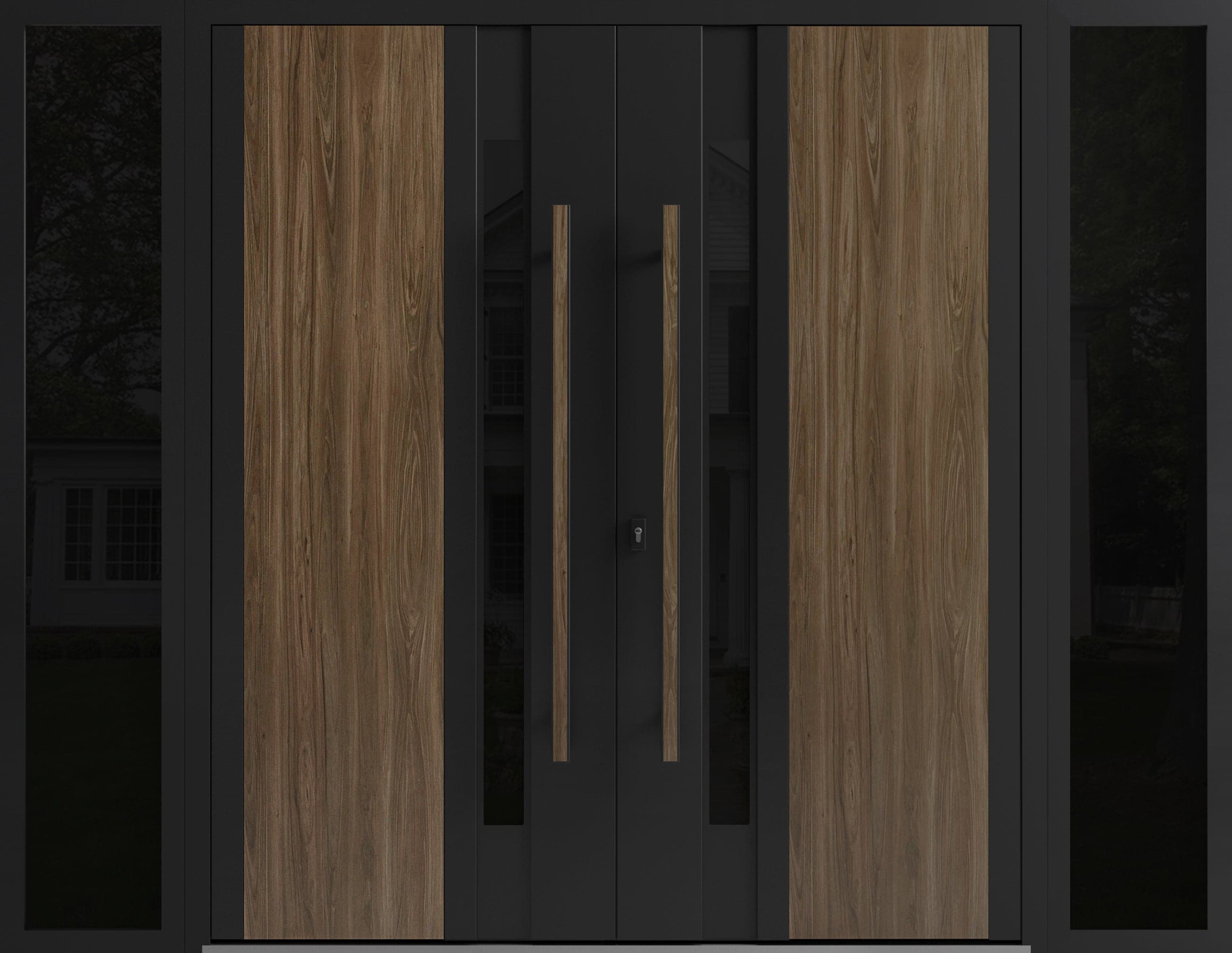 Double metal-aluminum modern exterior door Dekton 0163 5ft - 3