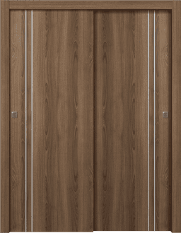 OPTIMA 2V PECAN NUTWOOD BYPASS DOORS BELLDINNI MODERN INTERIOR DOOR - 1