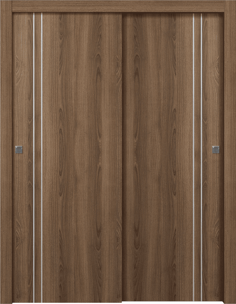 OPTIMA 2V PECAN NUTWOOD BYPASS DOORS BELLDINNI MODERN INTERIOR DOOR - 1