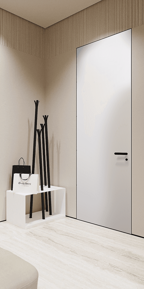 OPTIMA SNOW WHITE INVISIBLE METAL FRAME BELLDINNI MODERN INTERIOR DOOR