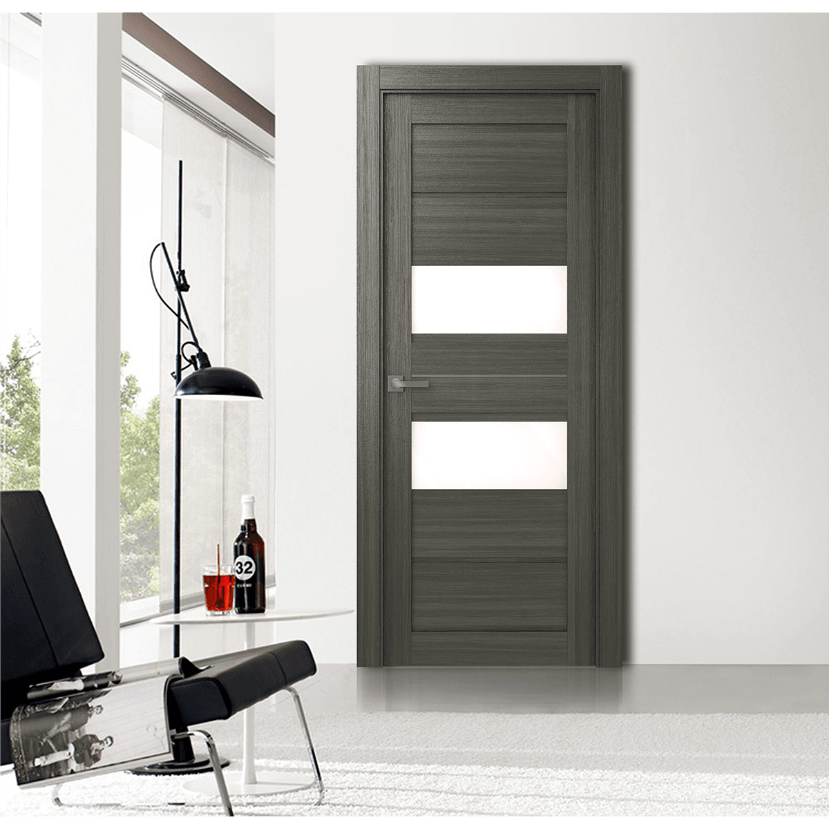 DESSA VETRO GRAY OAK POCKET BELLDINNI MODERN INTERIOR DOOR - 7