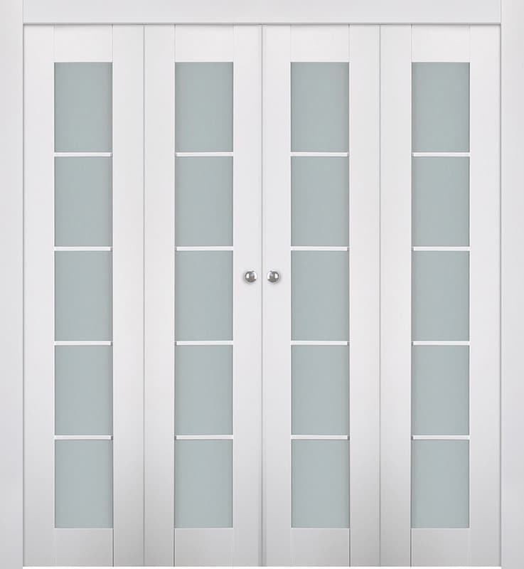 SMART PRO 5 LITE VETRO POLAR WHITE DOUBLE BI-FOLD BELLDINNI MODERN INTERIOR DOOR - 1