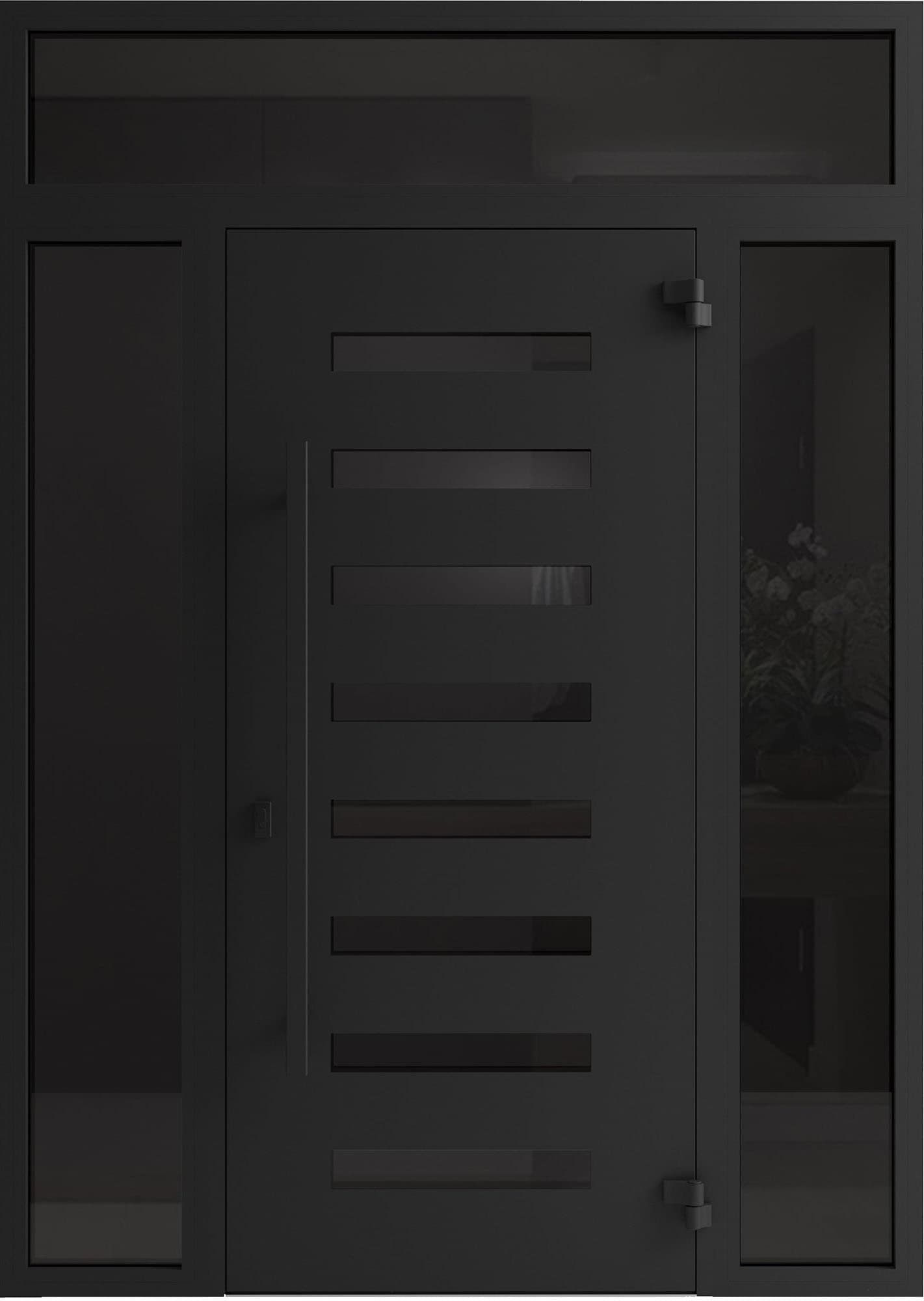 Single wrought iron modern exterior door Iron 0188 - 7