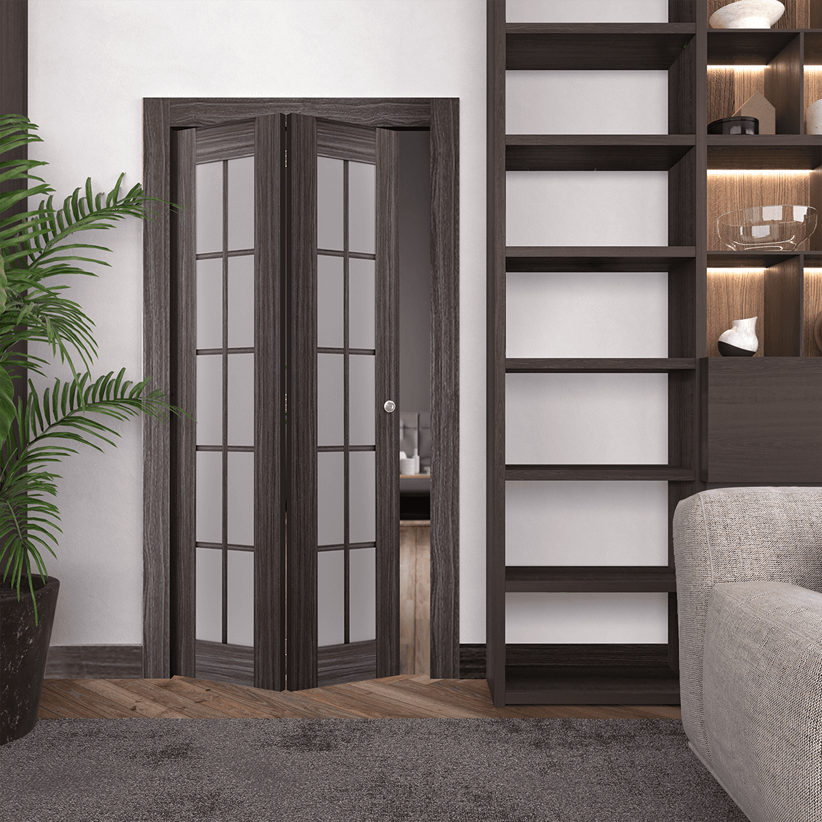 PALLADIO 10 LITE VETRO GRAY OAK BI-FOLD BELLDINNI MODERN INTERIOR DOOR - 2