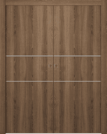 OPTIMA 2H PECAN NUTWOOD DOUBLE POCKET DOORS BELLDINNI MODERN INTERIOR DOOR - 1