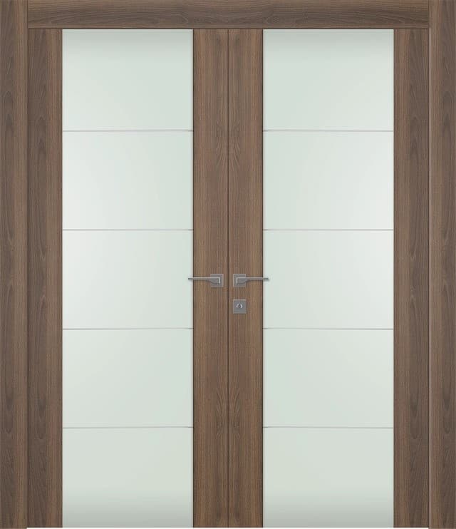 AVON 202 4H VETRO PECAN NUTWOOD CLOSET DOORS BELLDINNI MODERN INTERIOR DOOR - 1