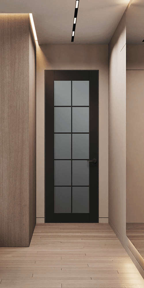 AVON 10 LITE VETRO BLACK MATTE DOUBLE INVISIBLE METAL FRAME BELLDINNI MODERN INTERIOR DOOR - 1