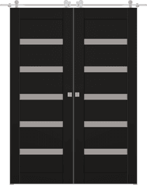 LEORA VETRO BLACK MATTE DOUBLE BARN BELLDINNI MODERN INTERIOR DOOR - 1